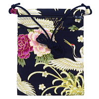 お祭り　和柄万能ポシェット　金彩乱菊と鶴・牡丹